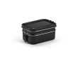 Dubbele lunchbox van gerecycled roestvrij staal met gespen 1,2L kleur zwart