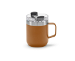 Thermosbeker van gerecycled roestvrij staal met draaideksel 440ml kleur camel