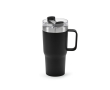 Thermosbeker van gerecycled roestvrij staal met draaideksel 580ml kleur zwart