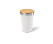 Thermische beker van gerecycled rvs met bamboe deksel 400ml kleur wit