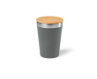 Thermische beker van gerecycled rvs met bamboe deksel 400ml kleur donkergrijs