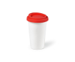 Keramische thermische to-go beker met siliconen deksel 300ml kleur rood