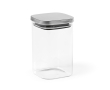 Glazen pot met gerecycled roestvrijstalen verzegeld deksel 1,2L kleur doorzichtig