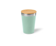 Thermische beker van gerecycled rvs met bamboe deksel 400ml kleur pastel groen