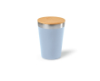 Thermische beker van gerecycled rvs met bamboe deksel 400ml kleur gemarmerd blauw