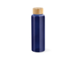 Glazen drinkfles met bamboe lekvrij dop 510ml kleur blauw