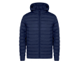 Waterdichte jas van 100% RPET met verstelbare capuchon kleur marineblauw