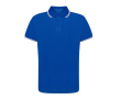 Ademende polyester polo met details aan kraag en mouwen 180 g/m2 kleur blauw