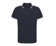 Ademende polyester polo met details aan kraag en mouwen 180 g/m2 kleur marineblauw
