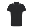 Ademende polyester polo met details aan kraag en mouwen 180 g/m2 kleur zwart