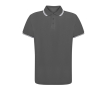 Ademende polyester polo met details aan kraag en mouwen 180 g/m2 kleur grijs