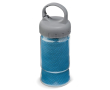 Handdoek van 30x90cm in een transparante pot met handvat kleur blauw
