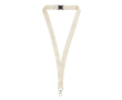 Lanyard van biologisch katoen met clip en karabijnhaak kleur beige
