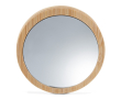 Compacte ronde spiegel ideaal voor reizen gemaakt van bamboe kleur hout