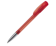 Transparante plastic pen met metalen punt gemaakt in de EU kleur rood