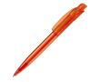 Transparante plastic pen met vierkante clip gemaakt in de EU kleur doorzichtig oranje