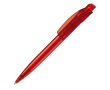 Transparante plastic pen met vierkante clip gemaakt in de EU kleur doorzichtig rood
