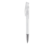 Transparante gekleurde plastic pen met metalen punt kleur doorzichtig wit