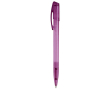 Transparante gekleurde plastic pen met gebogen clip kleur paars