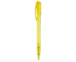 Transparante gekleurde plastic pen met gebogen clip kleur geel