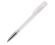 Transparante plastic pen met metalen punt gemaakt in de EU kleur wit