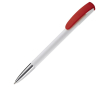 Plastic pen met kleurrijke clip en metalen punt kleur rood