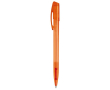 Transparante gekleurde plastic pen met gebogen clip kleur oranje