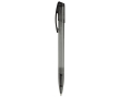 Transparante gekleurde plastic pen met gebogen clip kleur zwart