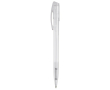 Transparante gekleurde plastic pen met gebogen clip kleur wit