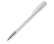 Plastic pen met kleurrijke clip en metalen punt kleur wit