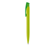 Kleurrije plastic pen met soft-touch afwerking kleur limoen groen