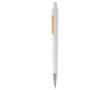 Witte plastic pen met subtiele kleurdetails kleur oranje