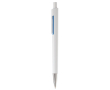 Witte plastic pen met subtiele kleurdetails kleur donkerblauw