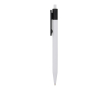 Plastic pen met gekleurde details aan de bovenkant kleur wit/zwart