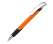 Pen met getextureerde grip en metalen drukknop gemaakt voor promotie kleur oranje