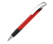Pen met getextureerde grip en metalen drukknop gemaakt voor promotie kleur rood
