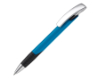 Pen met getextureerde grip en metalen drukknop gemaakt voor promotie kleur lichtblauw