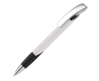 Pen met getextureerde grip en metalen drukknop gemaakt voor promotie kleur wit