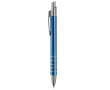 Aluminium pen met matte afwerking en 5 zilveren ringen kleur blauw