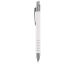 Aluminium pen met matte afwerking en 5 zilveren ringen kleur wit