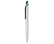 Witte plastic pen met kleurrijke drukknop gemaakt in de EU kleur donkergroen