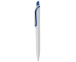 Witte plastic pen met kleurrijke drukknop gemaakt in de EU kleur donkerblauw