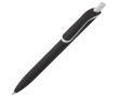 Gerecyclede plastic pen in kleuren met witte drukknop kleur zwart