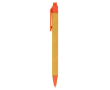 Gerecyclede monokleur plastic pen met blauwe inkt kleur oranje