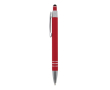 Aluminium pen met soft-touch afwerking en 3 zilveren ringen kleur rood
