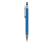 Aluminium pen met soft-touch afwerking en 3 zilveren ringen kleur lichtblauw