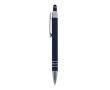 Aluminium pen met soft-touch afwerking en 3 zilveren ringen kleur donkerblauw