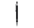 Aluminium pen met soft-touch afwerking en 3 zilveren ringen kleur zwart