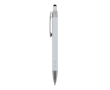 Aluminium pen met soft-touch afwerking en 3 zilveren ringen kleur wit