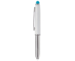 Pen met stylus in verschillende kleuren en lampje kleur lichtblauw